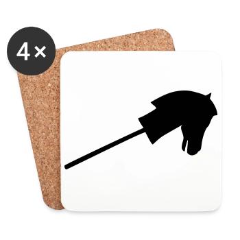 Stockpferd Reiten - Untersetzer (4er-Set) - Weiß - Vorne