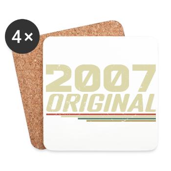 Born in 2007 Vintage 2007 Retro Anniversary 2007 - Coasters (set of 4) - white - Front