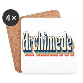 Vintage Retro Archimede T-Shirt Geschenk T-Shirt - Untersetzer (4er-Set) - Weiß - Vorne