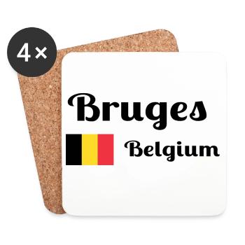 Bruges Belgique - Imprimés élégants - Dessous de verre (lot de 4) - blanc - Devant