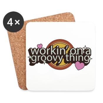 Workin' on a Groovy Thing – 70s Lettering - Coasters (set of 4) - white - Front