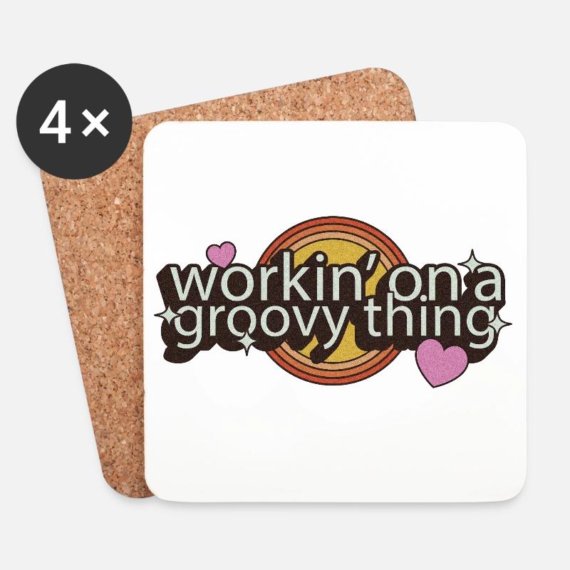 Workin’ on a Groovy Thing – 70s Schriftzug - Untersetzer (4er-Set) - Weiß