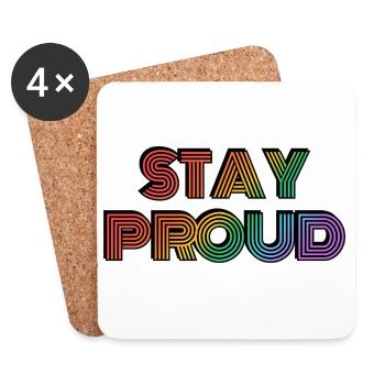 Stay Proud Rainbow Retro Type - Coasters (set of 4) - white - Front