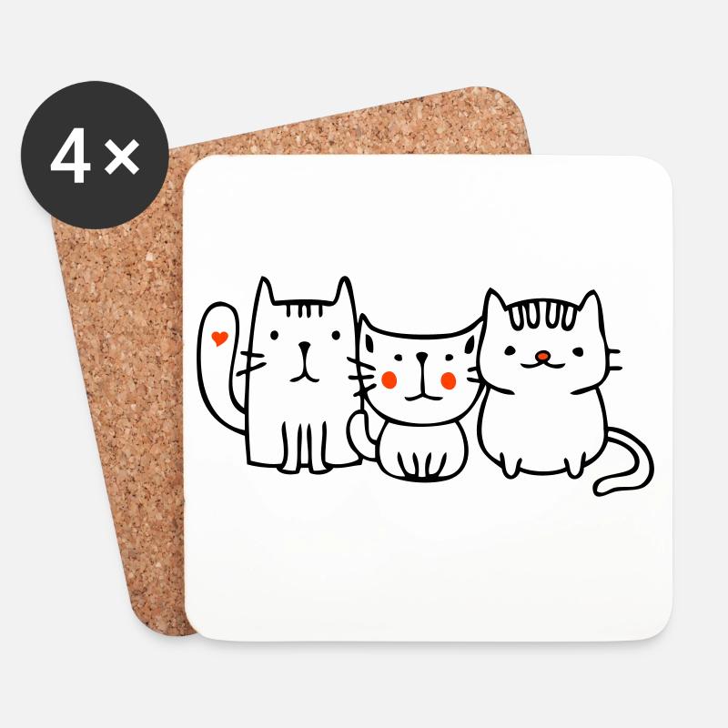 three little cats - Coasters (set of 4) - white
