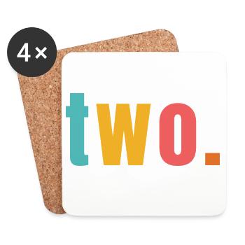 Deux Deux Deux Ans 2ème Anniversaire Texte Police Coloré - Dessous de verre (lot de 4) - blanc - Devant