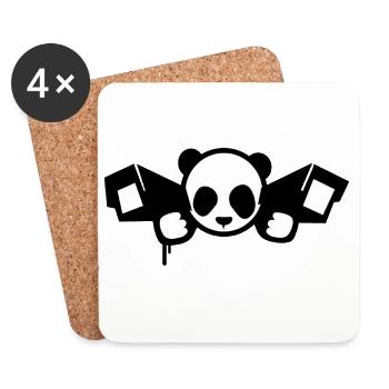Panda de surveillance – Style graphique urbain - Dessous de verre (lot de 4) - blanc - Devant