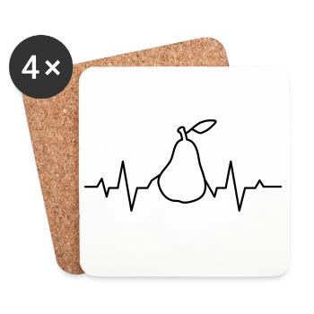 Gift for nutrition fans, pear heartbeat - Coasters (set of 4) - white - Front