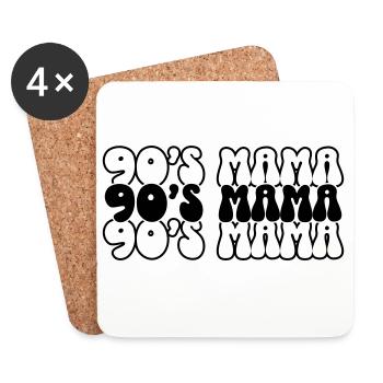 90s Mama SVG – Retro Mama Design - Dessous de verre (lot de 4) - blanc - Devant