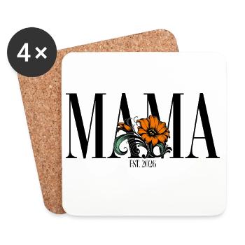 Mama – Florale Vintage Blume Geschenkidee - Untersetzer (4er-Set) - Weiß - Vorne