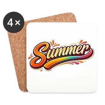 Summer lettering retro illustration - Coasters (set of 4) - white - Front