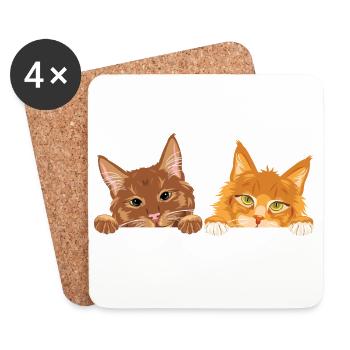 Peeking_cute_two_ginger_cats - Dessous de verre (lot de 4) - blanc - Devant