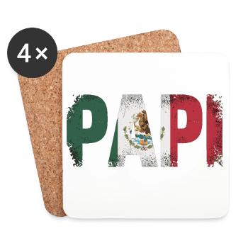 Papi Mexiko Flagge Vintage Papa - Untersetzer (4er-Set) - Weiß - Vorne