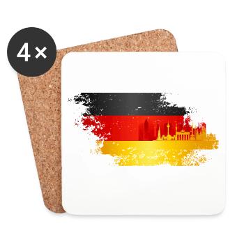 Drapeau des fans allemands - Dessous de verre (lot de 4) - blanc - Devant