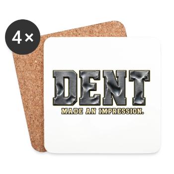 DENT – Hinterlass einen Eindruck | Metallisches Wortspiel - Untersetzer (4er-Set) - Weiß - Vorne