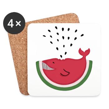 Sommer Wahl - Wassermelone - Untersetzer (4er-Set) - Weiß - Vorne