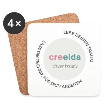 Creeida - Lebe Deinen Traum ... - Untersetzer (4er-Set) - Weiß - Vorne