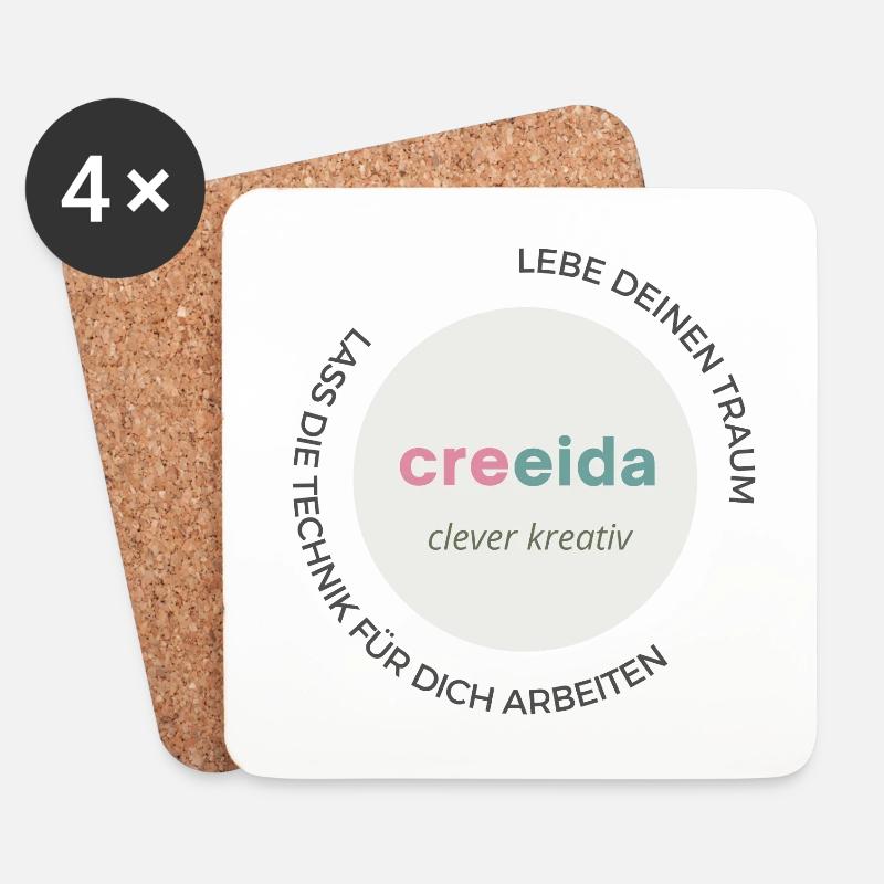 Creeida - Lebe Deinen Traum ... - Untersetzer (4er-Set) - Weiß