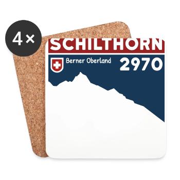 Randonnée au Schilthorn, Ski, Oberland bernois, Suisse - Dessous de verre (lot de 4) - blanc - Devant