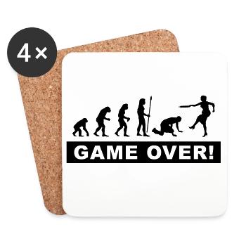 evolution_stag & Henne Nächte - Untersetzer (4er-Set) - Weiß - Vorne
