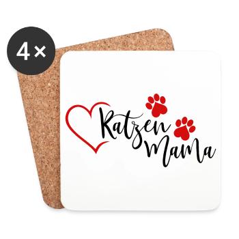 Katzen Mama - Untersetzer (4er-Set) - Weiß - Vorne