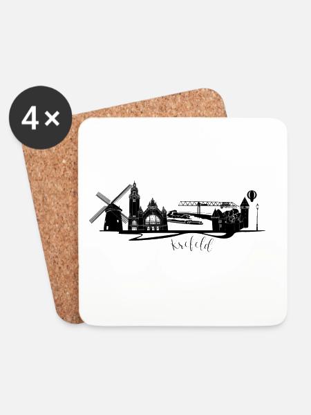 Kreatives Krefeld Stadtbild mit Skyline und Brücke - Untersetzer (4er-Set) - Weiß
