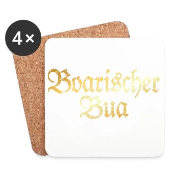 Boarischer Bua - Bayerischer Bube (Goldgelb) - Untersetzer (4er-Set) - Weiß - Vorne