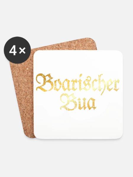 Boarischer Bua - Bayerischer Bube (Goldgelb) - Untersetzer (4er-Set) - Weiß