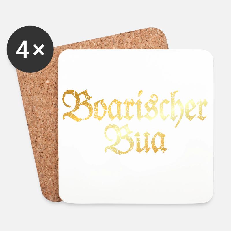 Boarischer Bua - Bayerischer Bube (Goldgelb) - Untersetzer (4er-Set) - Weiß