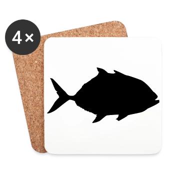 fish piranha silhouette symbol - Coasters (set of 4) - white - Front