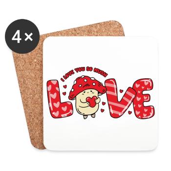 Liebe Herz Pilz verliebt Spruch Paare Valentinstag - Untersetzer (4er-Set) - Weiß - Vorne