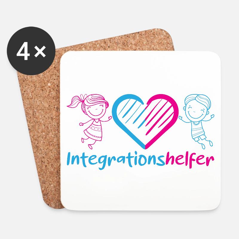 Integrationshelfer I-Helfer Schule Kindergarten - Untersetzer (4er-Set) - Weiß