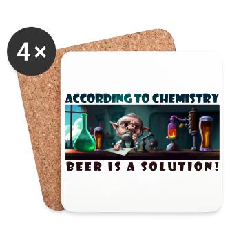 La bière est une solution - Dessous de verre (lot de 4) - blanc - Devant