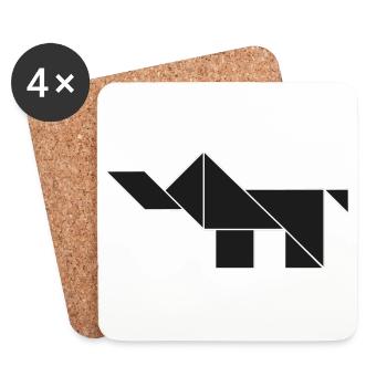 Tangram Elephant black 'n white - Coasters (set of 4) - white - Front