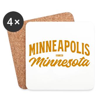 Minneapolis Script Vintage Orange - Untersetzer (4er-Set) - Weiß - Vorne