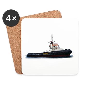 Remorqueur à propulsion puissante - Dessous de verre (lot de 4) - blanc - Devant