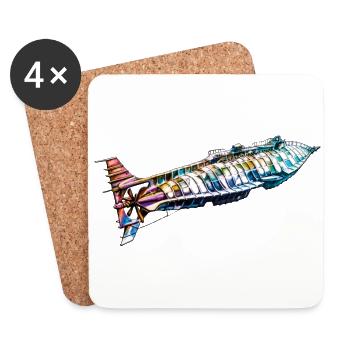 Le Nautilus d’après Jules Verne - Dessous de verre (lot de 4) - blanc - Devant