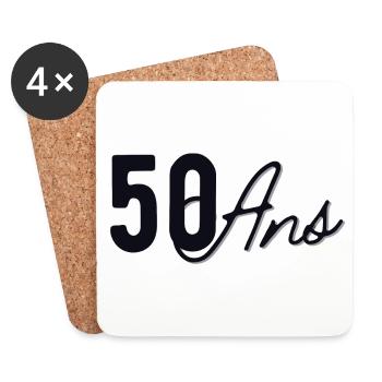 50 Ans - Dessous de verre (lot de 4) - blanc - Devant