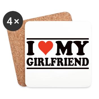 I Love My Girlfriend - liebe meine Freundin - Coasters (set of 4) - white - Front
