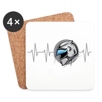 Motorcycle Racing Heartbeat Symbol Motorsport Pulse - Coasters (set of 4) - white - Front