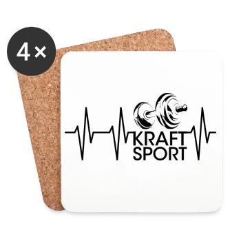 pulse gym weights weight training bodybuilding icon - Coasters (set of 4) - white - Front