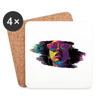 Lunettes De Soleil Femme Art Mode Moderne Tendance Coloré - Dessous de verre (lot de 4) - blanc - Devant