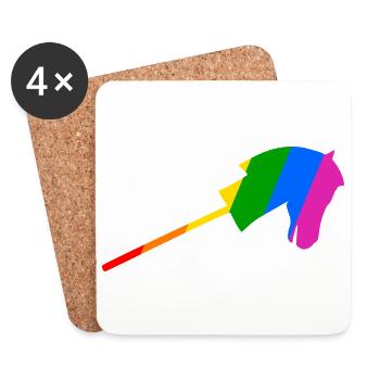 Équitation dans l’arc-en-ciel - Dessous de verre (lot de 4) - blanc - Devant