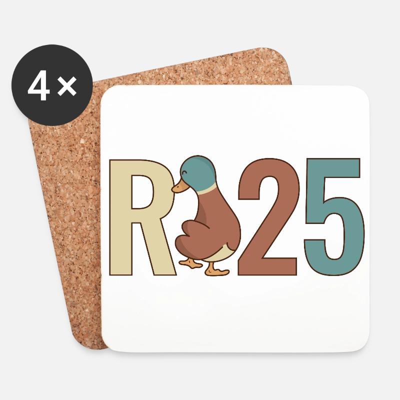 R Ente - Rente 2025 Geschenk - Untersetzer (4er-Set) - Weiß