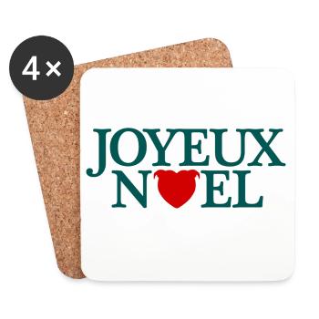 Joyeux Noël avec tête de staffie en forme de cœur - Dessous de verre (lot de 4) - blanc - Devant