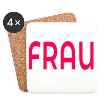 SCHRIFTZUG FRAU - Untersetzer (4er-Set) - Weiß - Vorne