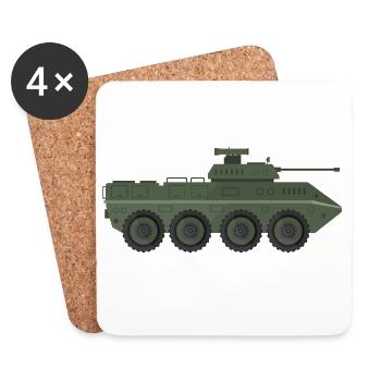 Camion militaire - Dessous de verre (lot de 4) - blanc - Devant