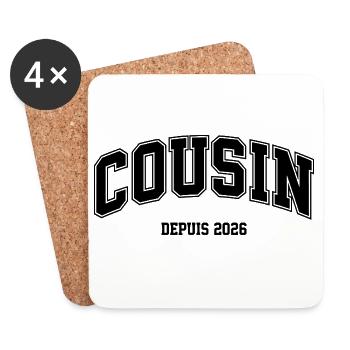 Cousin Depuis 2026 Annonce Grossesse - Dessous de verre (lot de 4) - blanc - Devant