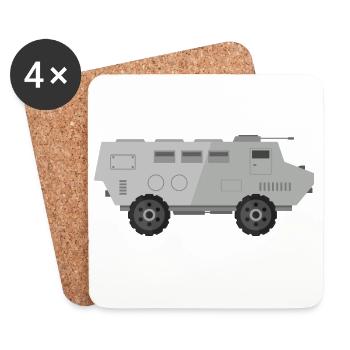 Military tank - Coasters (set of 4) - white - Front