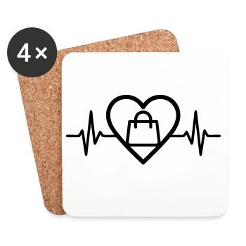 Heart + Shopping – Shopping Fan - Coasters (set of 4) - white - Front