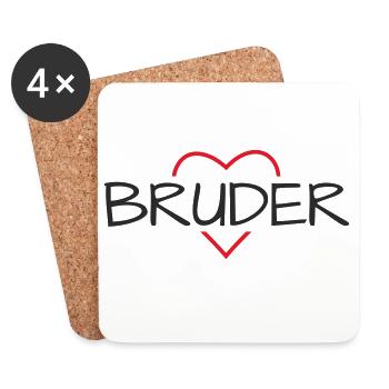 Brother Heart Gift Birthday - Coasters (set of 4) - white - Front